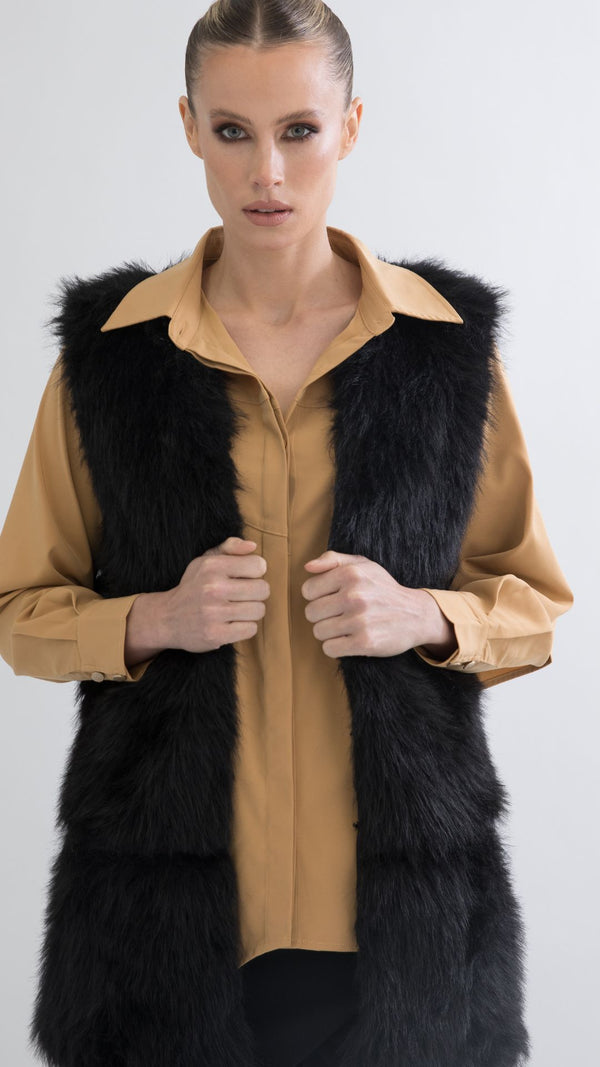 Vida Faux Fur Vest - Black