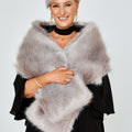 Luxurious Faux Fur Shawl - Grey
