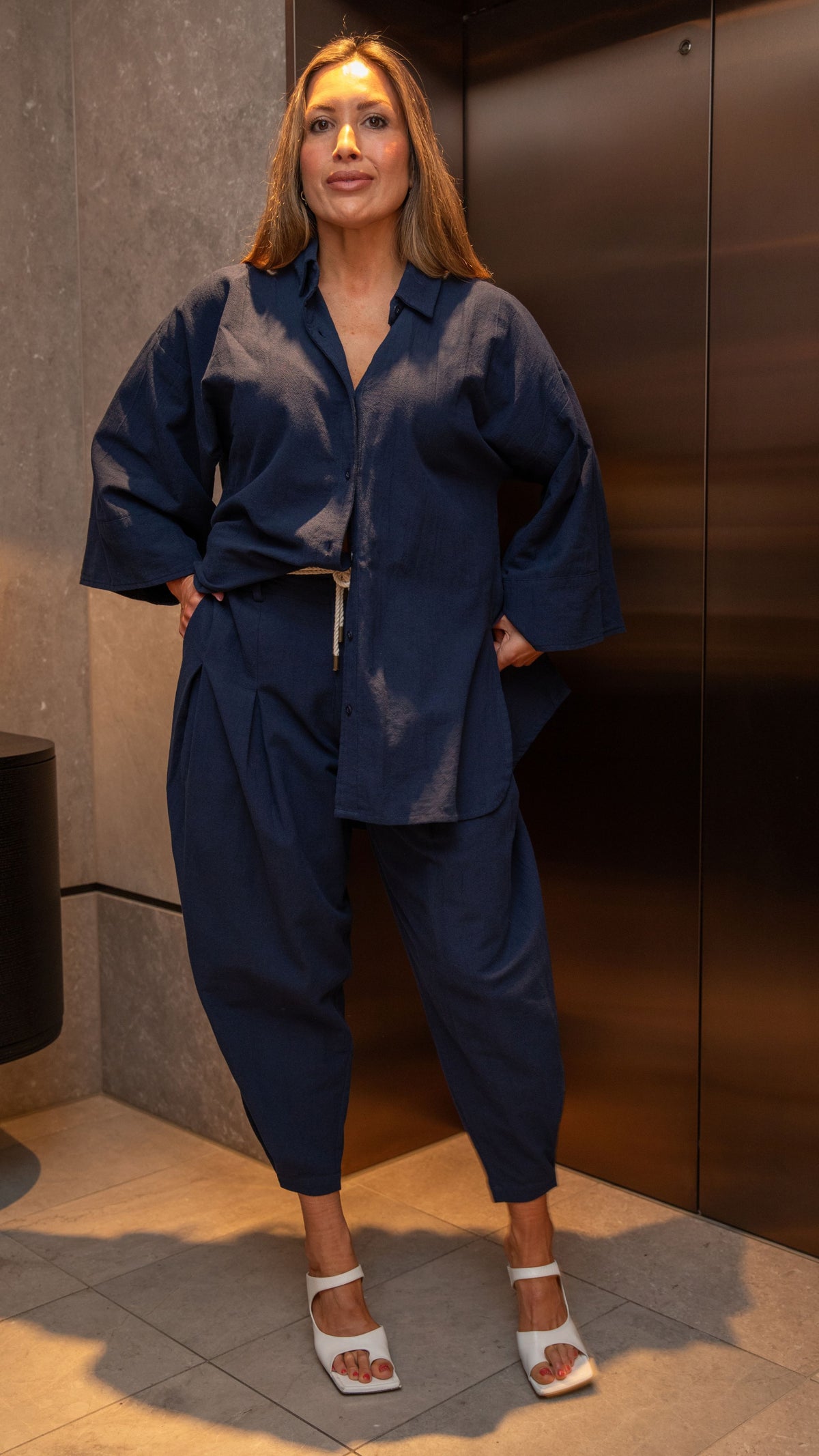 Asher Linen Pants - Navy