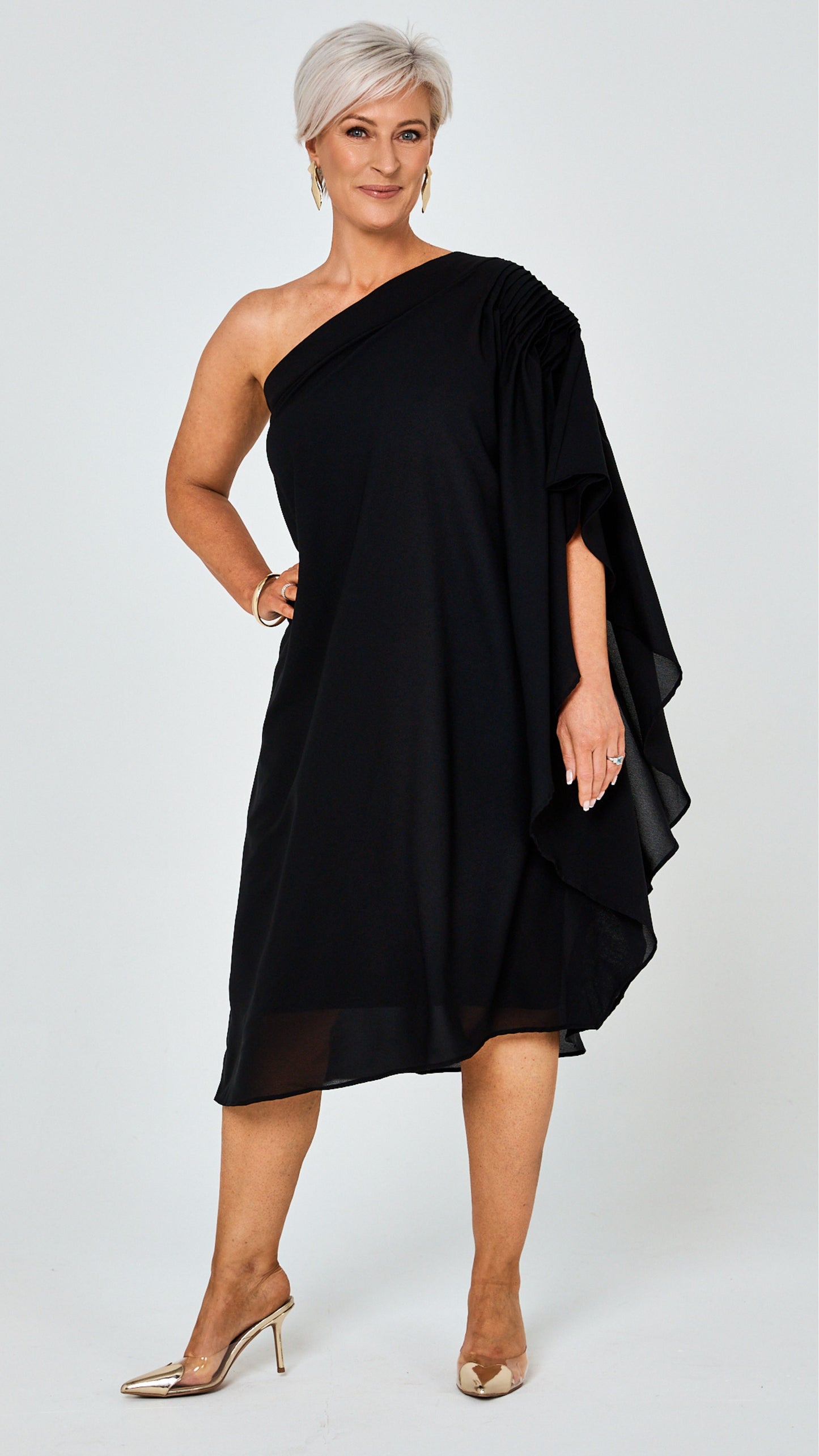 Toulouse One Shoulder Dress - Black