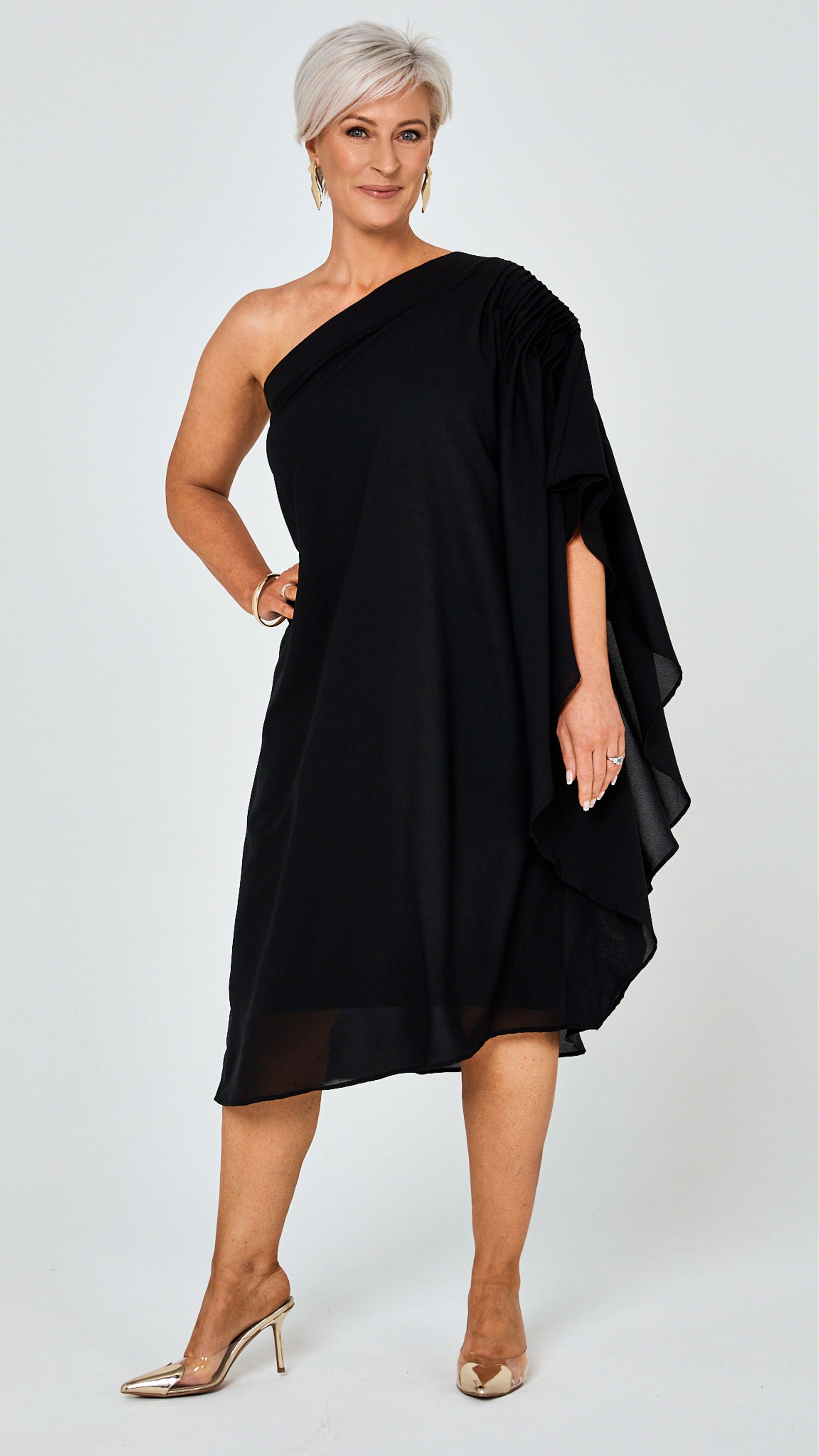 Toulouse One Shoulder Dress - Black