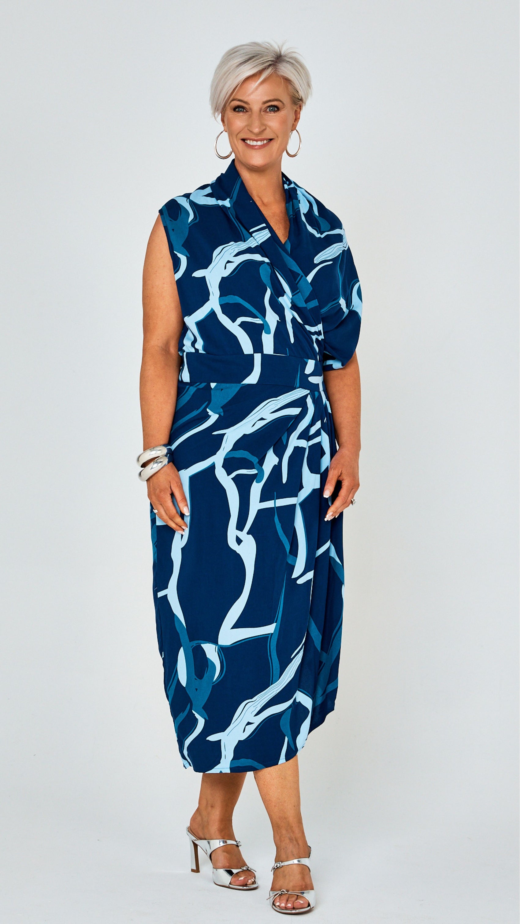 Darcy Rayon Print Dress - Blue