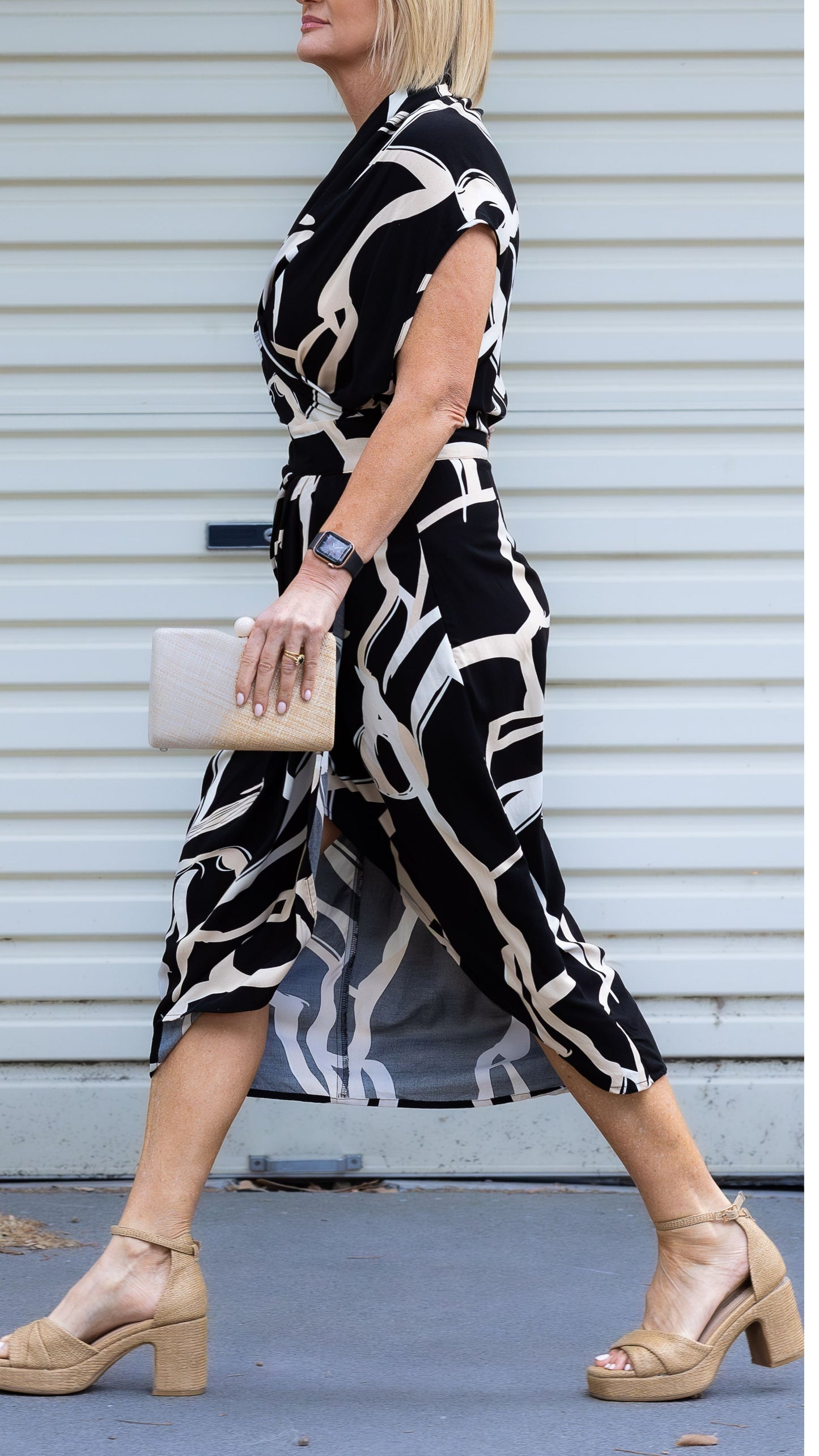 Darcy Rayon Print Dress - Black