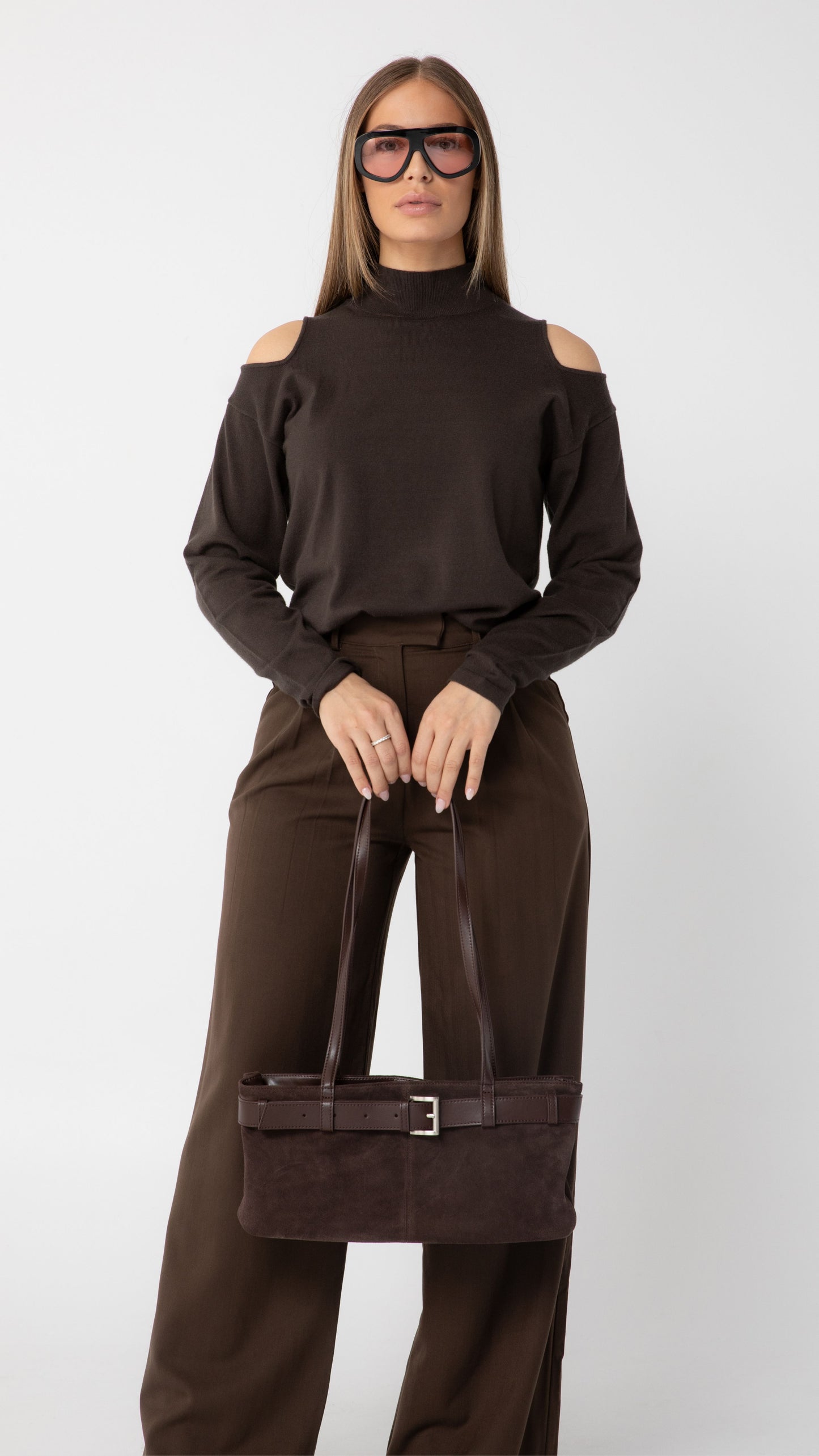 Tilda Suede Leather Bag - Dark Chocolate