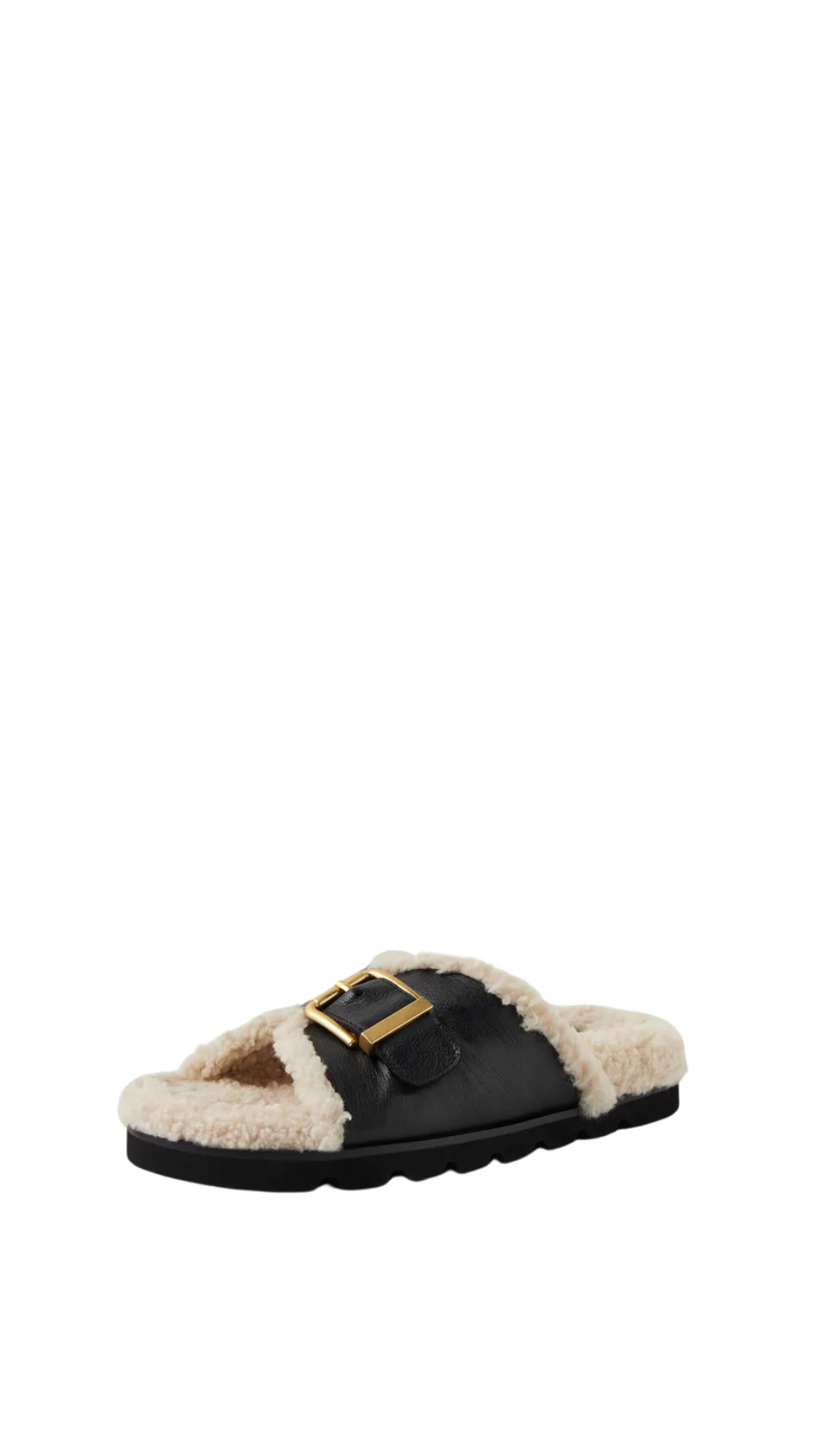 Mollini Esme Leather-Shearling Slides - Black