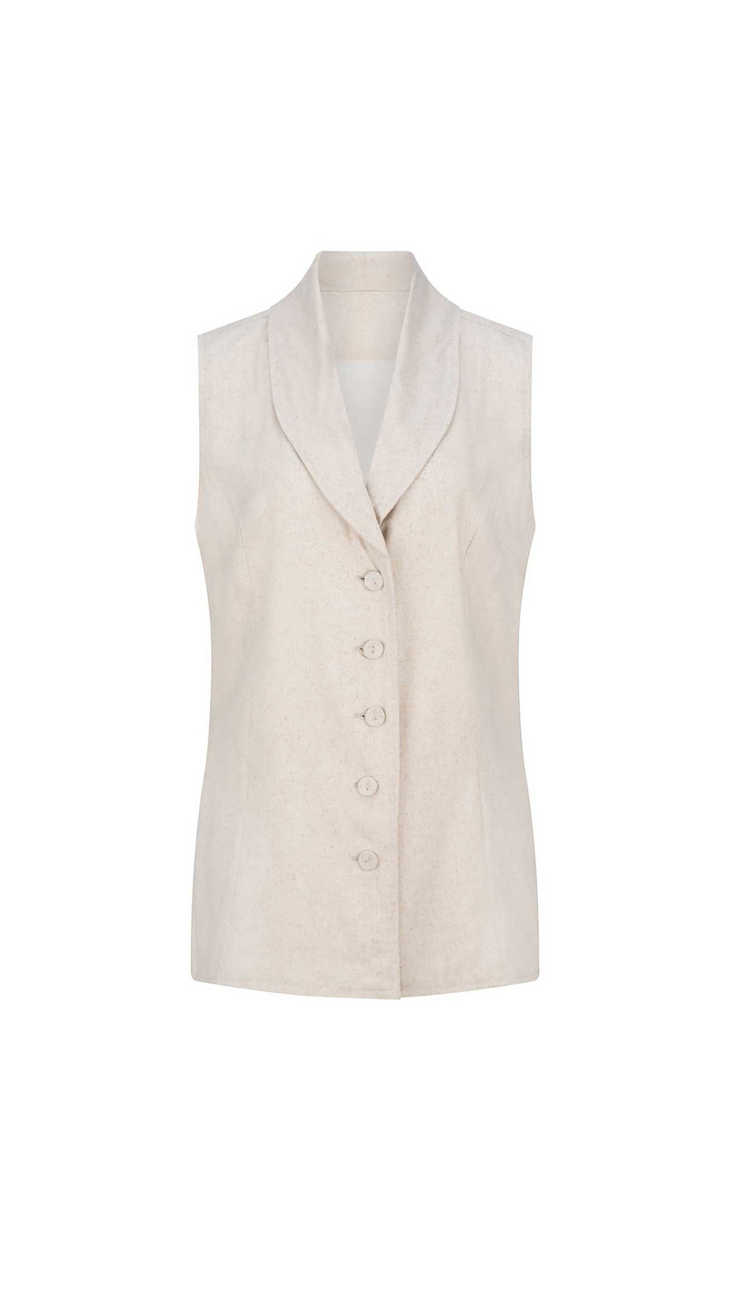 Hannah Linen Rami Vest - Beige