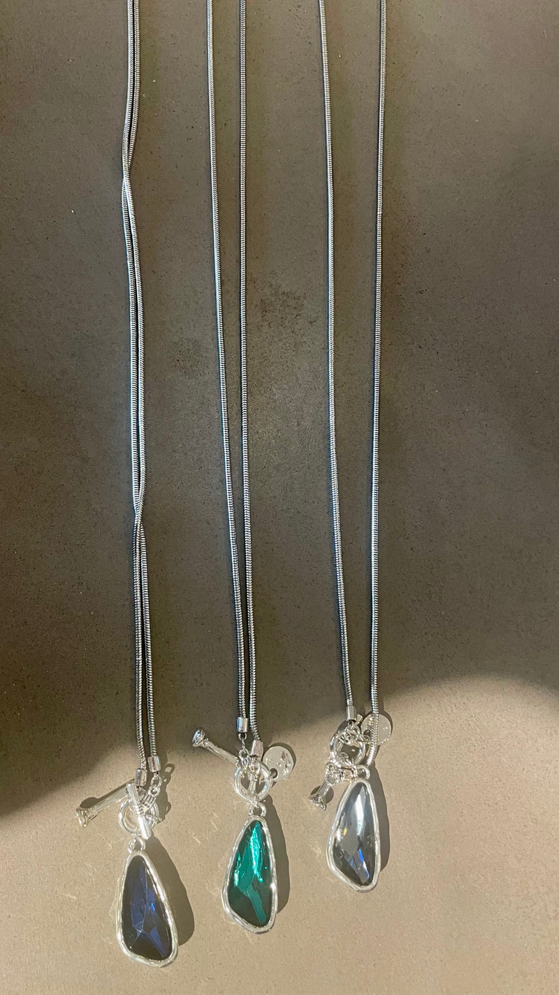 Jupiter Long Necklace - Blue Gem