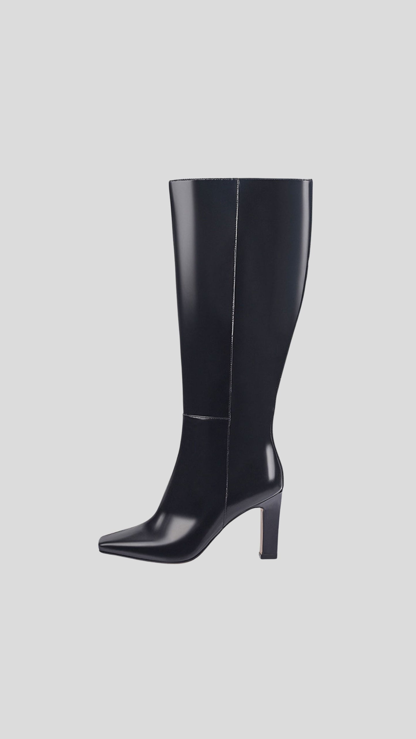 LW Hudson Black High-Shine Leather Boots - Black