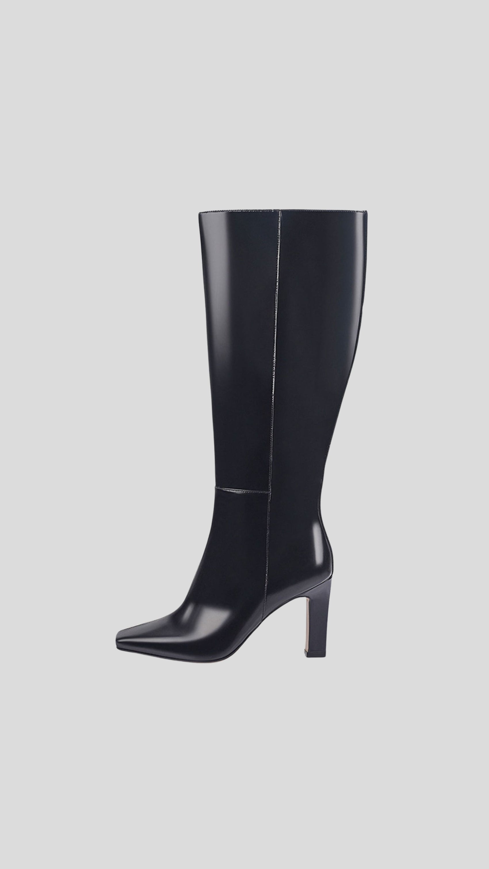 LW Hudson Black High-Shine Leather Boots - Black