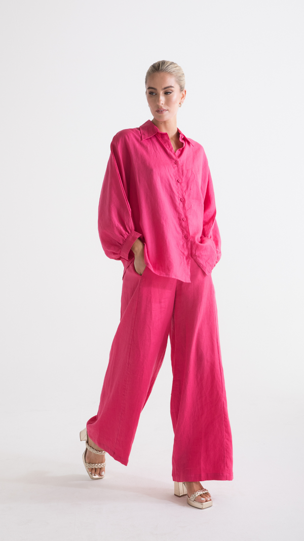 Ryder Linen Shirt - Pink