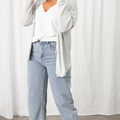 Luno Metallic Jacket With Hood - White