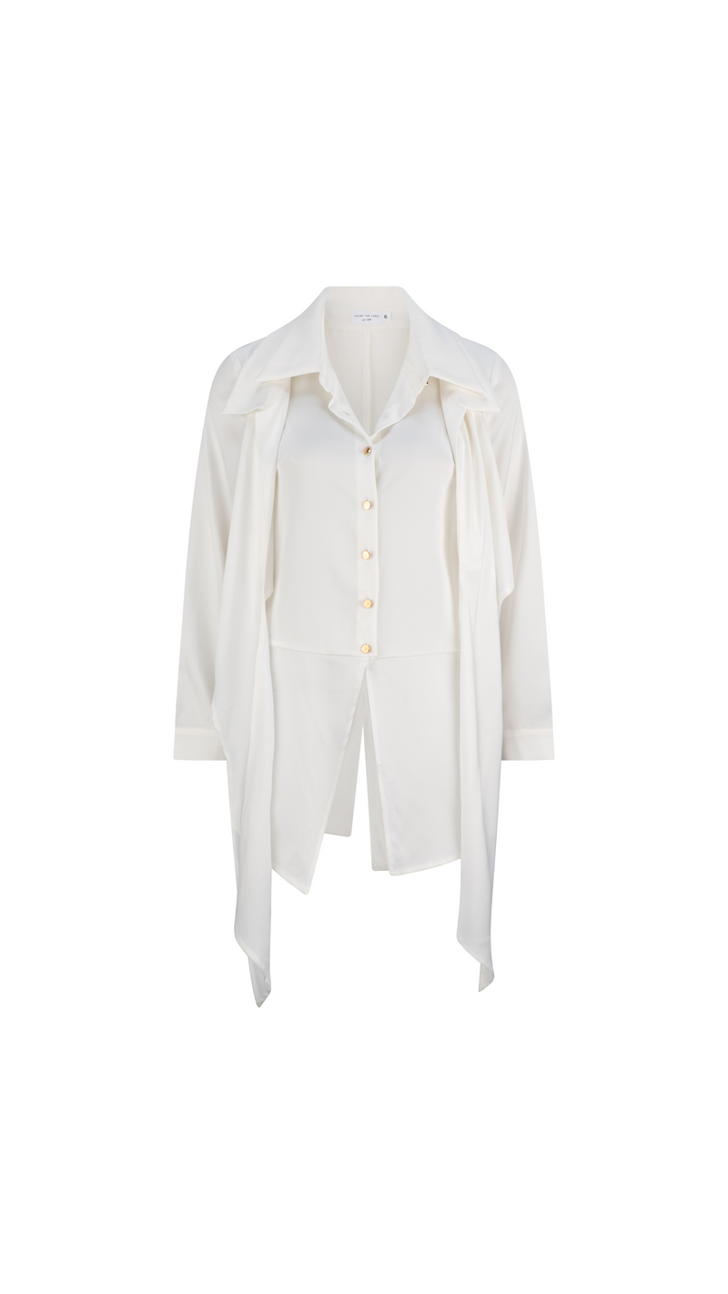 Adele Shirt - White with gold buttons