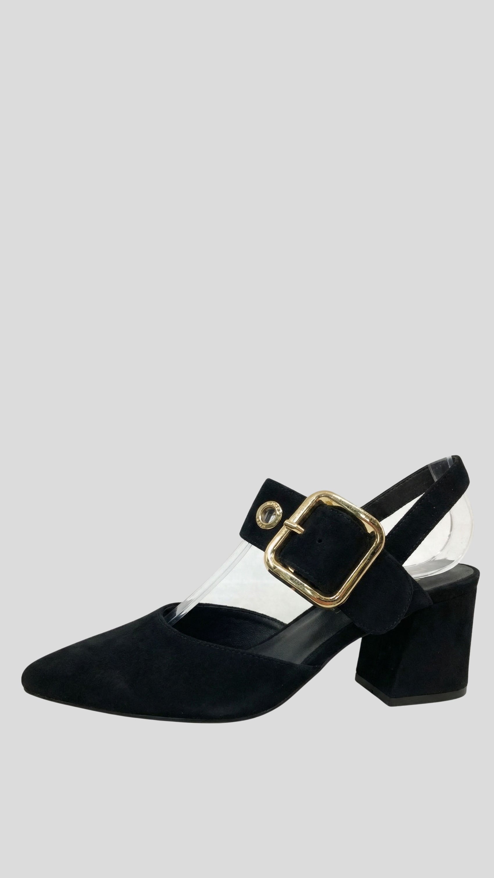 Stellar Buckle Shoe - Black Suede