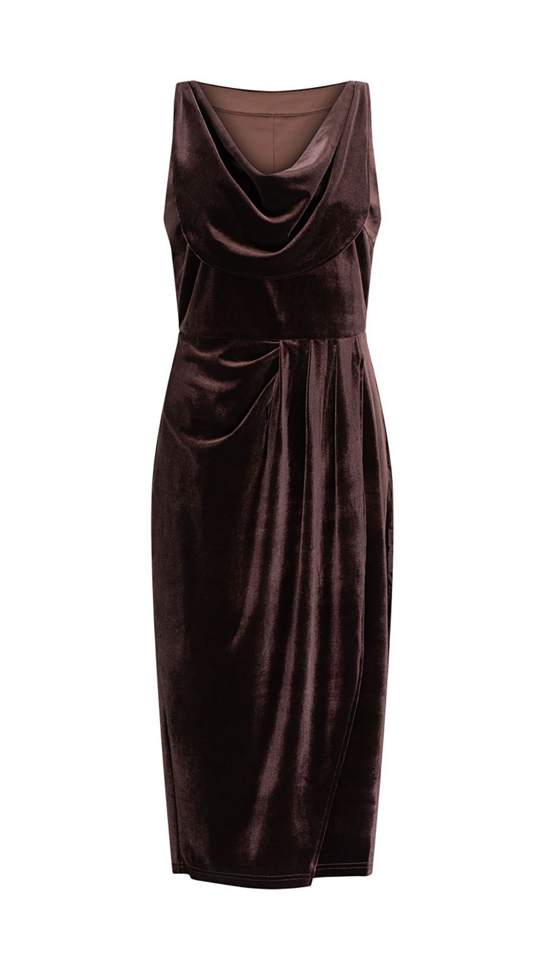 Emma Stretch Velvet Dress - Chocolate