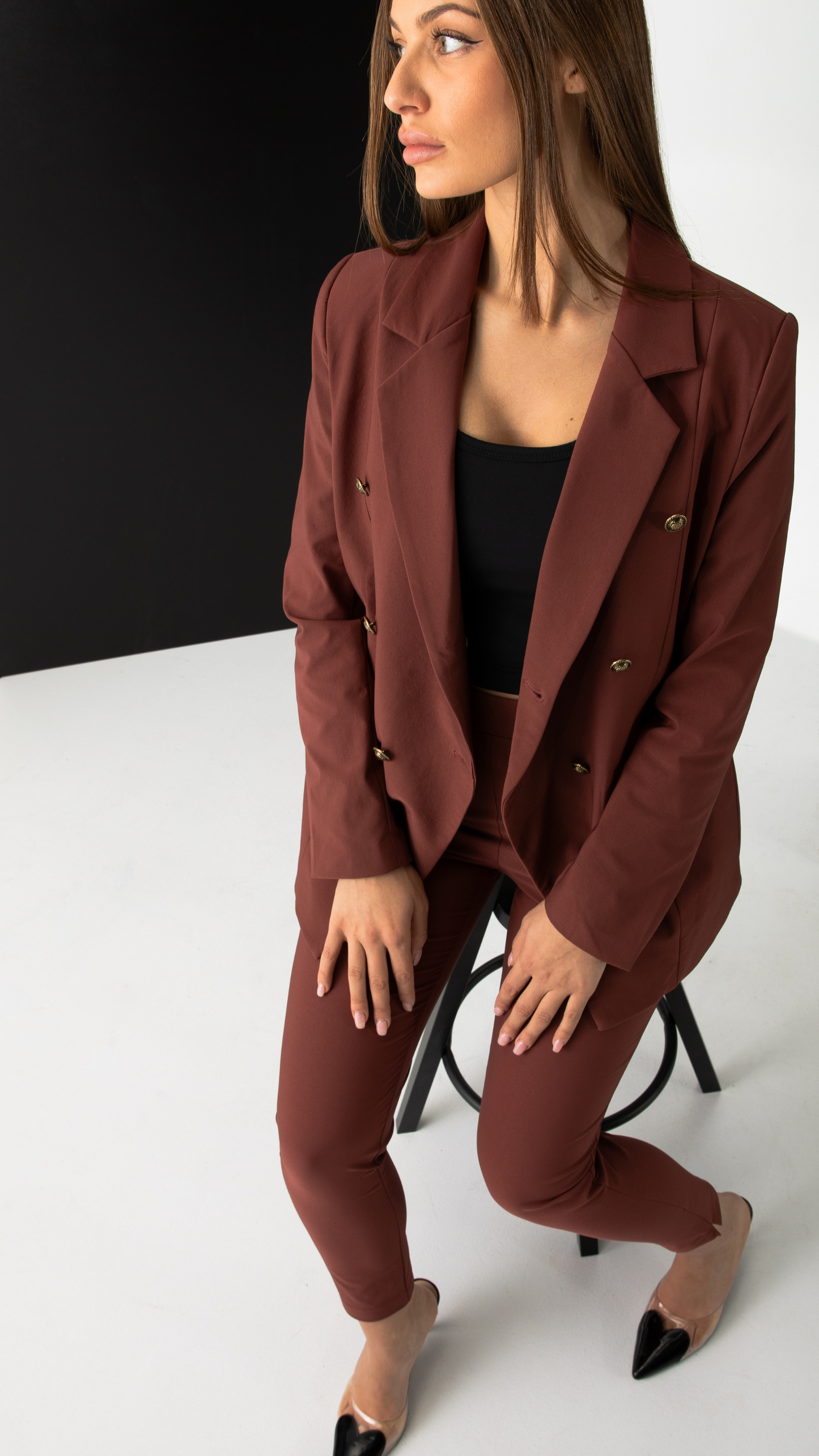 Valentina Stretch Blazer - Chocolate