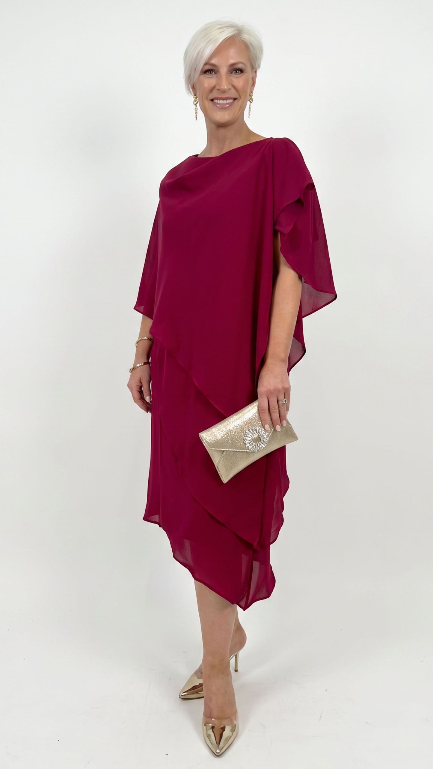 Zahra Chiffon Events Dress - Wine