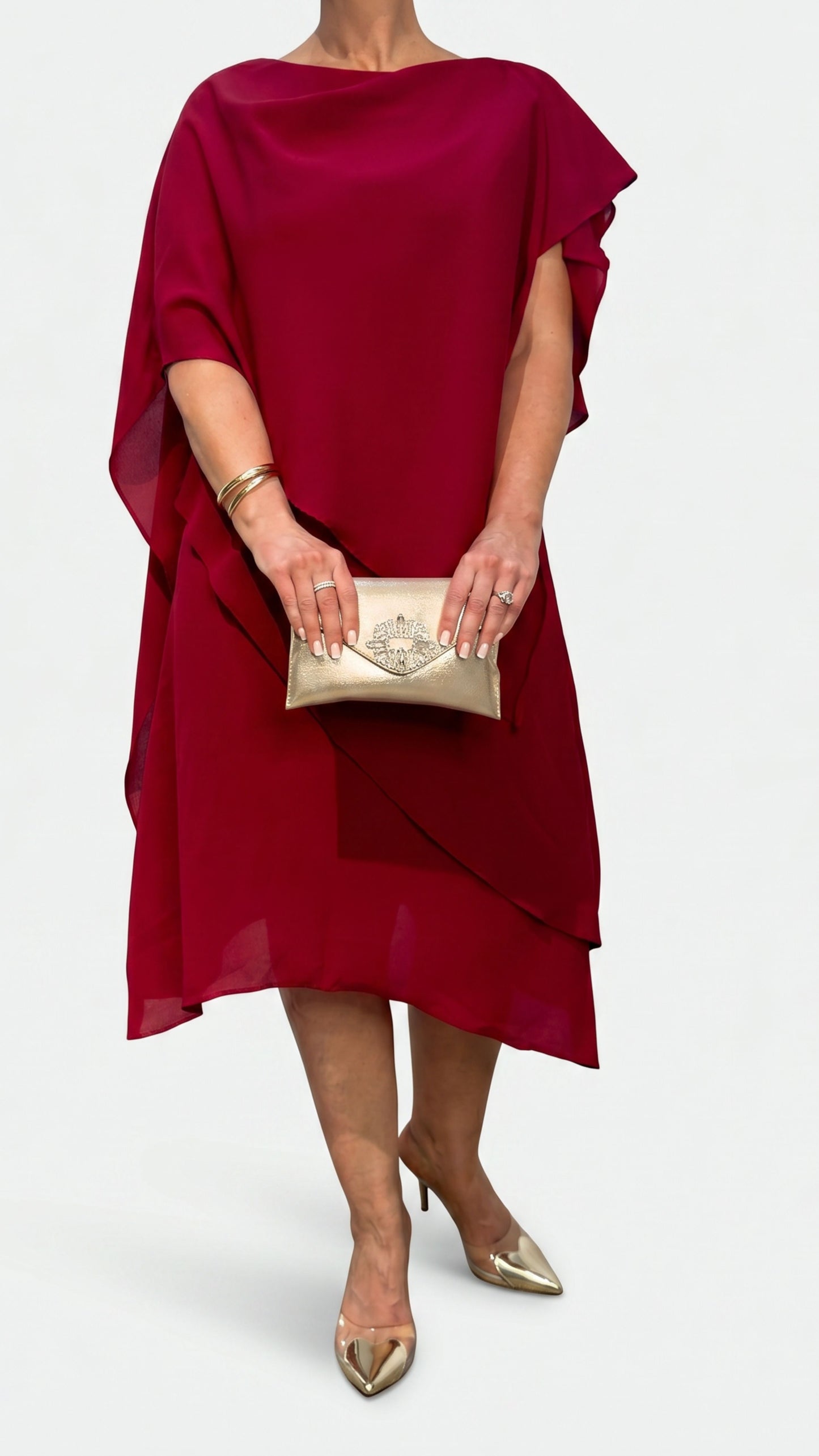 Zahra Chiffon Events Dress - Wine