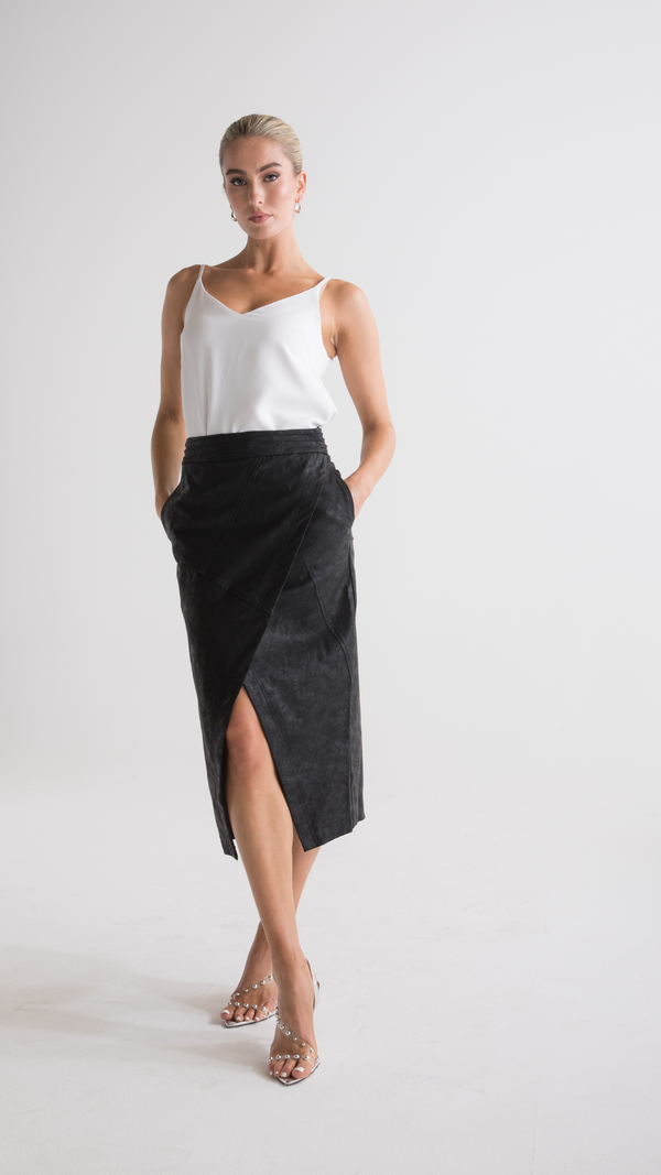 Gio Faux Leather Skirt - Black