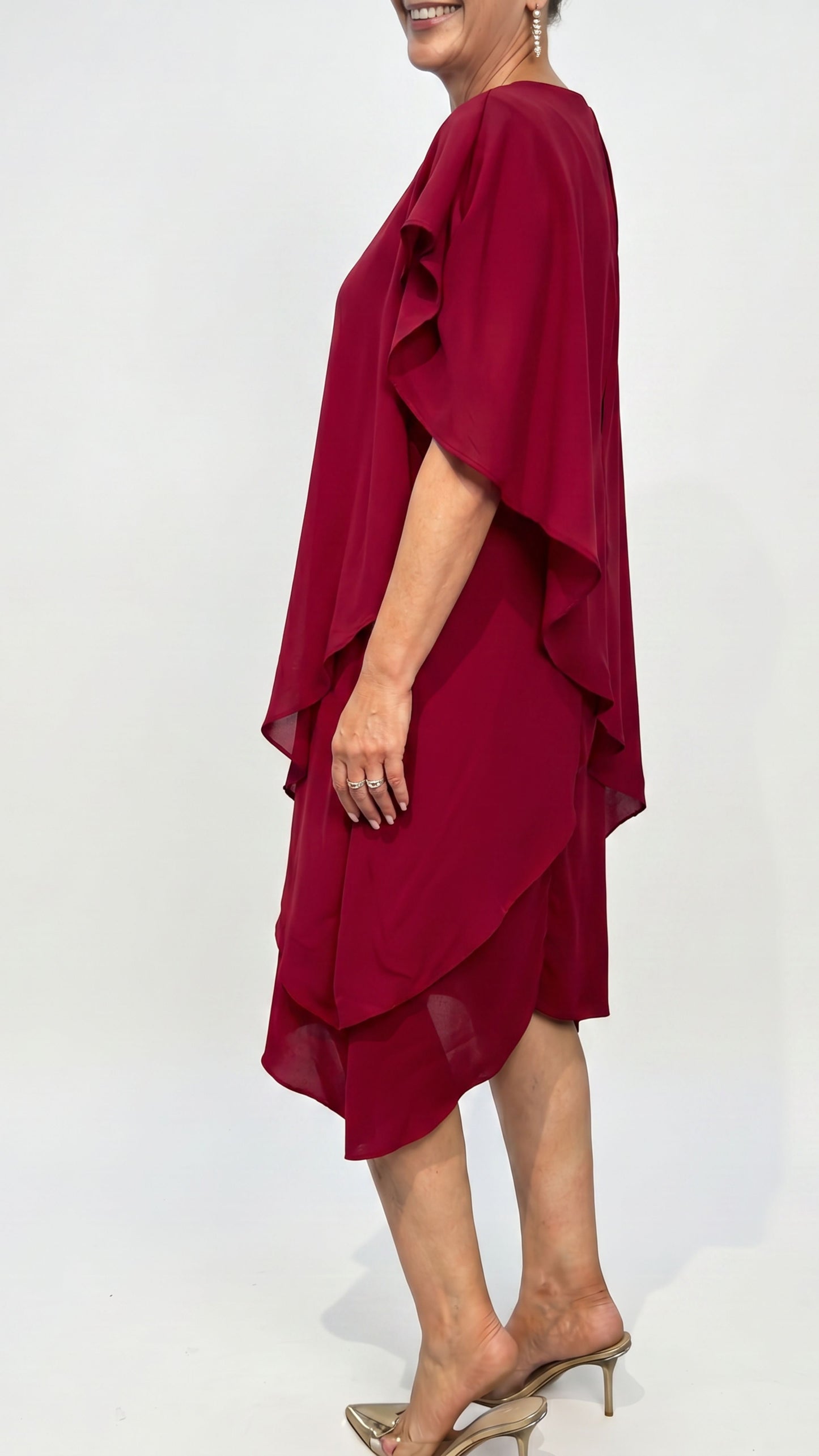 Zahra Chiffon Events Dress - Wine
