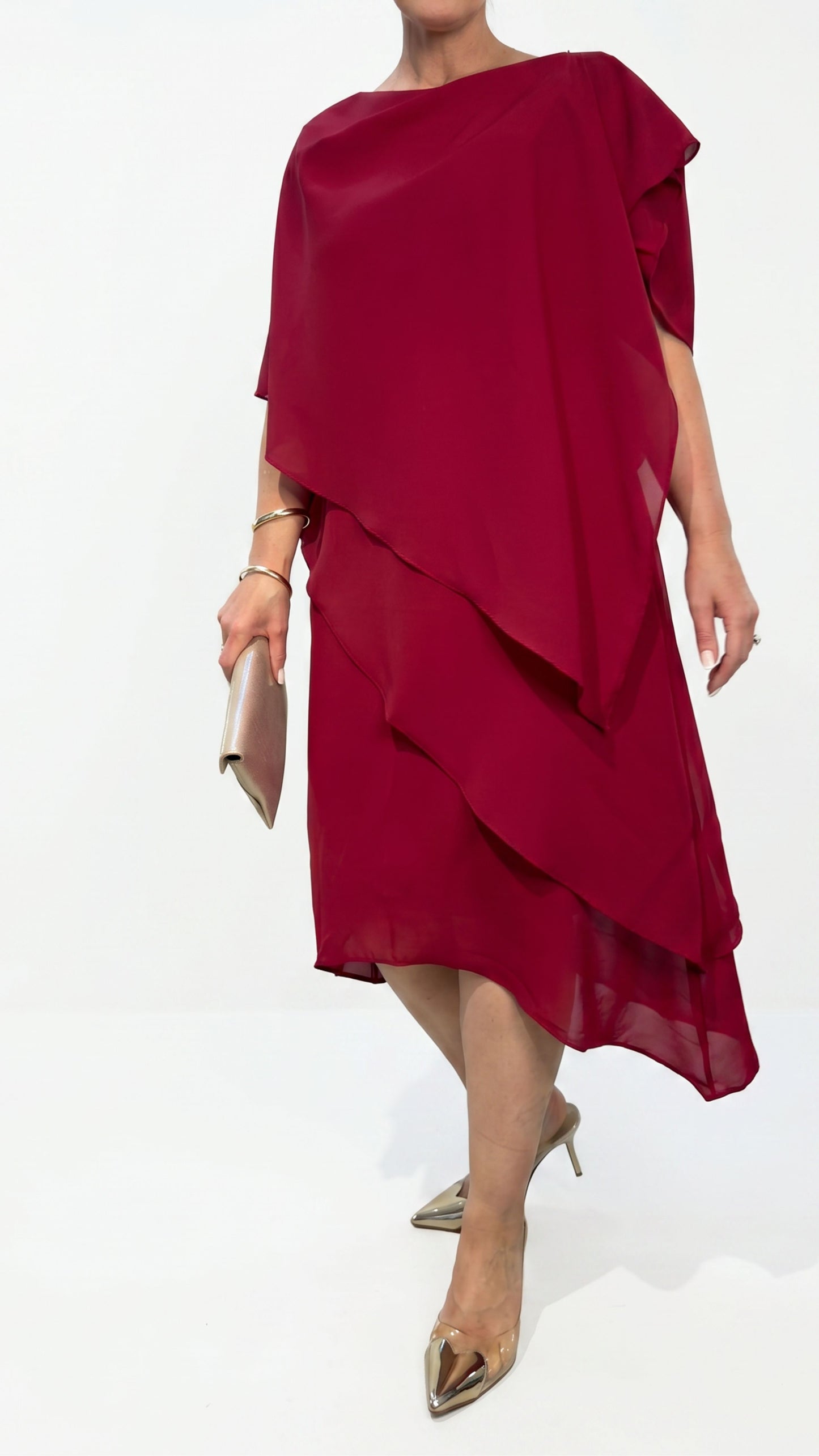 Zahra Chiffon Events Dress - Wine