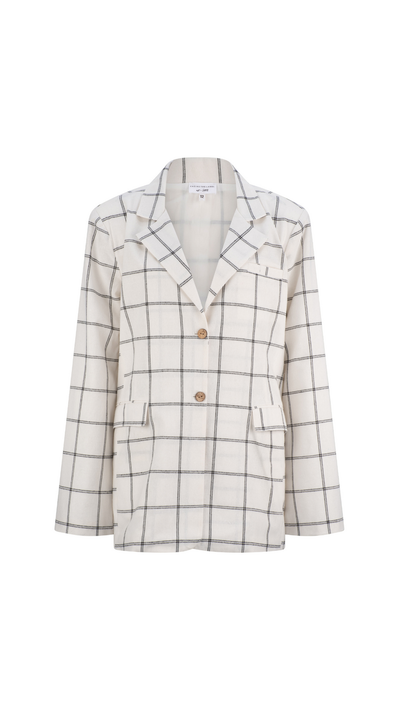 Marc Linen Blend Check Blazer - White and Black