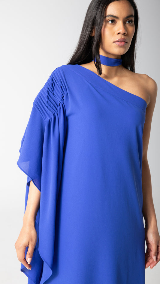 Paris One Shoulder Dress - Blue