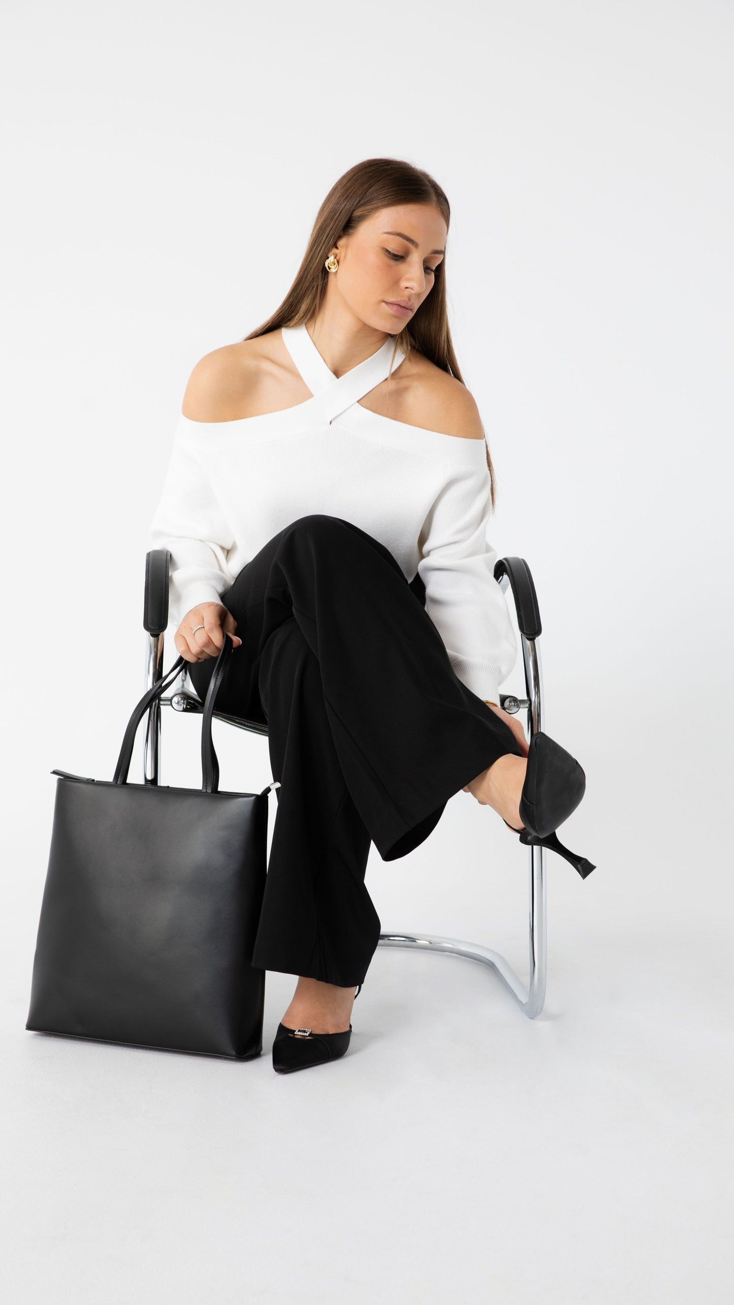 Talli Leather Tote Bag - Black