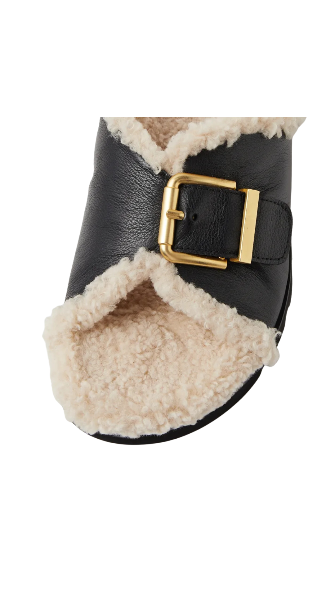 Mollini Esme Leather-Shearling Slides - Black