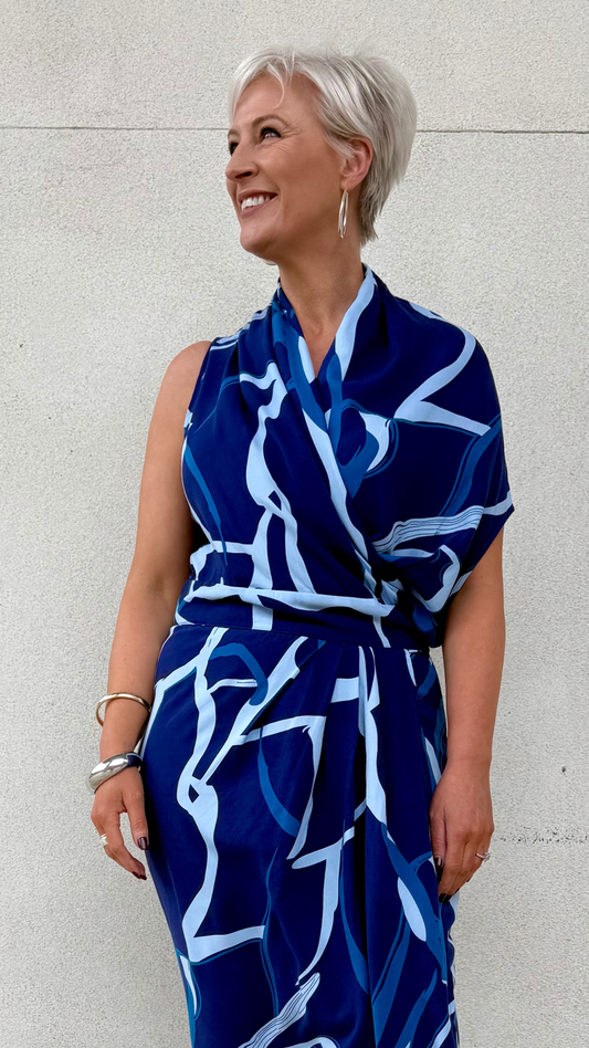 Darcy Print Dress - Blue