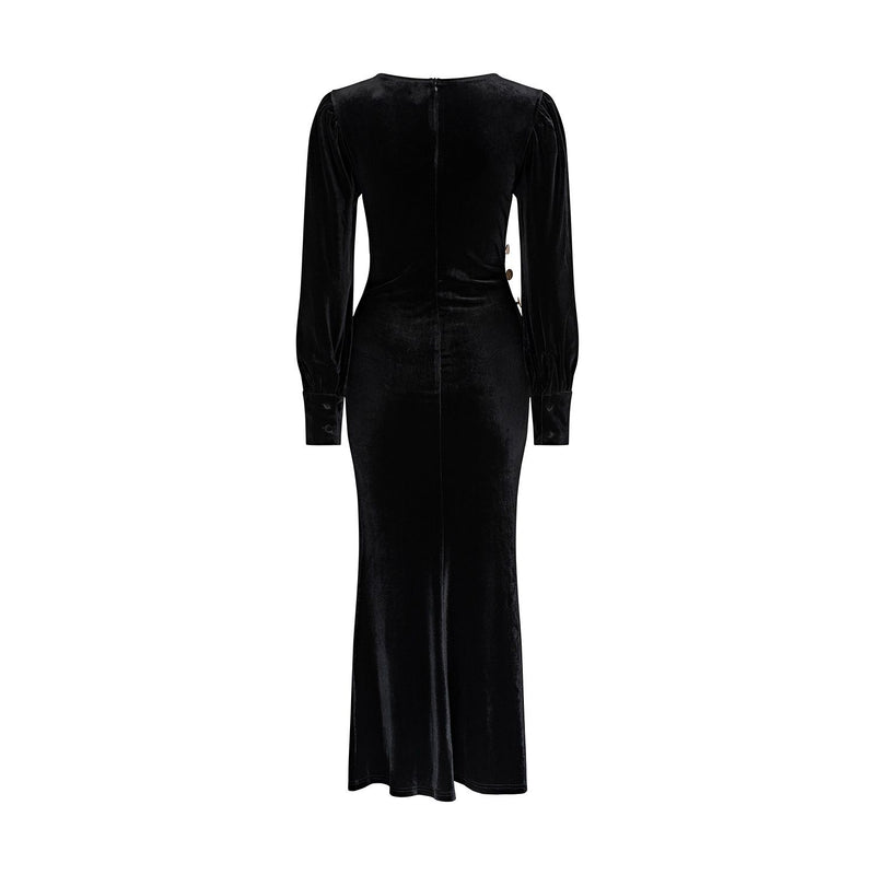 Alba Stretch Velvet Dress - Black