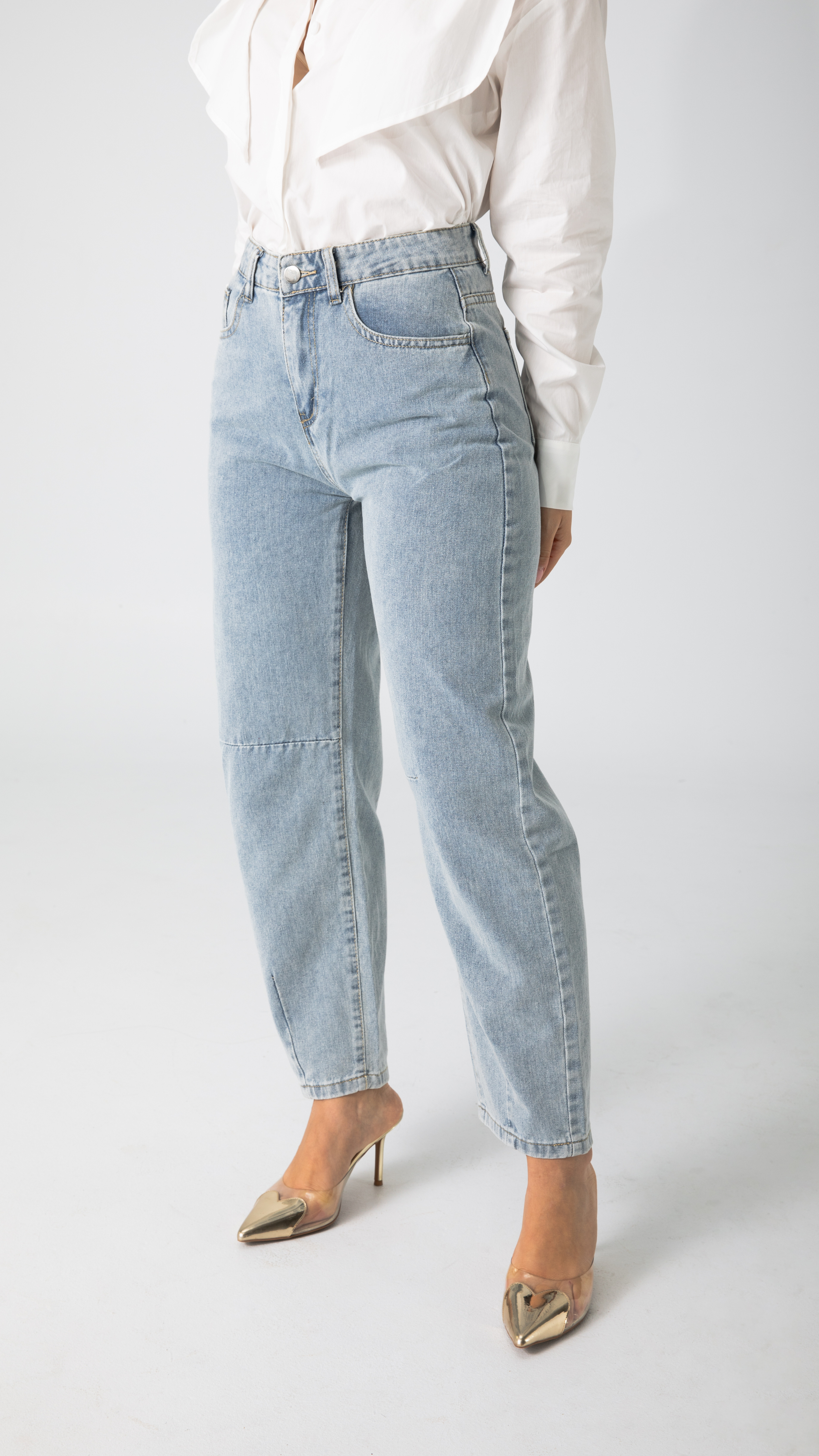 Frankie Barrel Shape Jeans - Blue