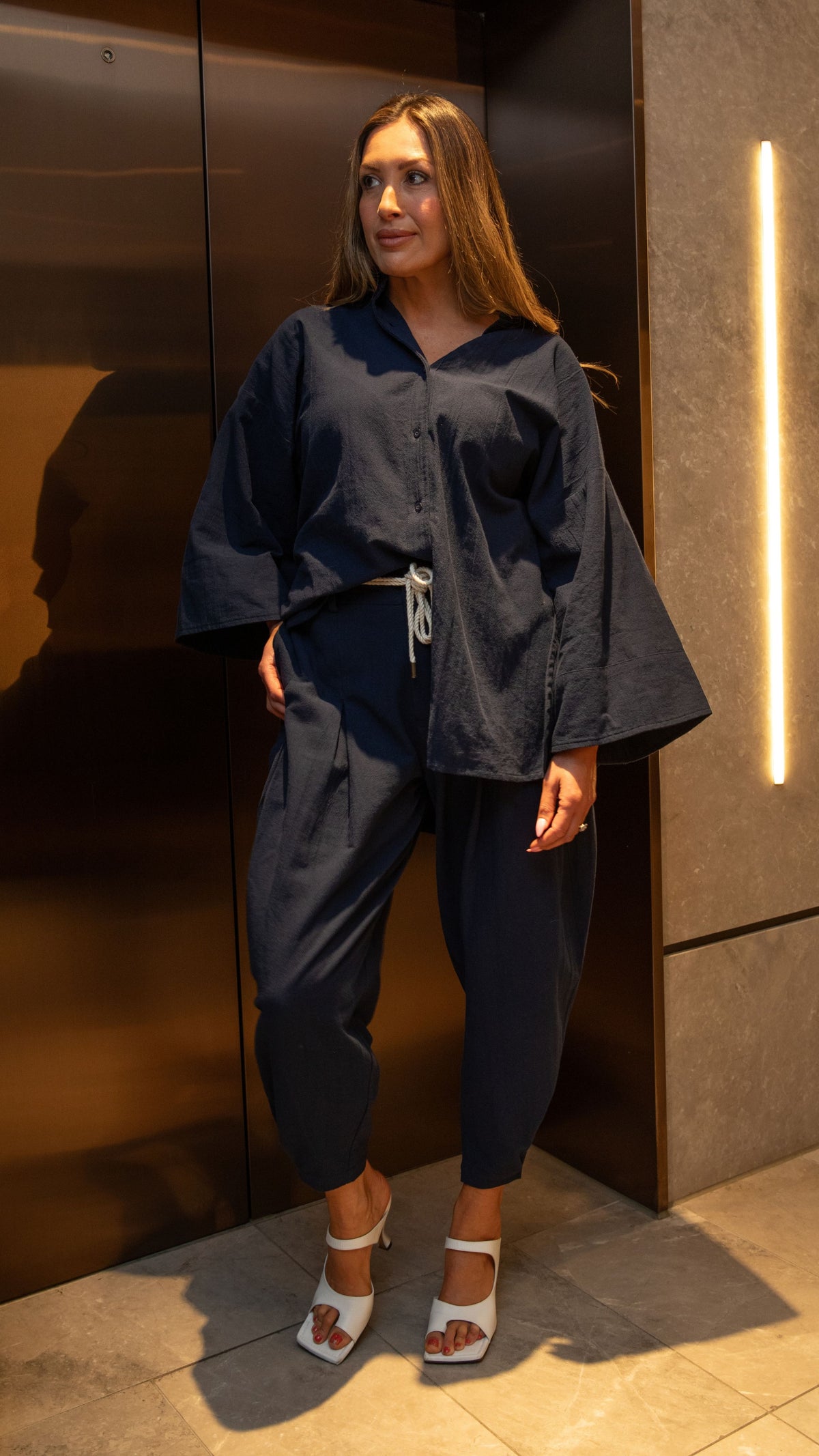 Asher Linen Pants - Navy