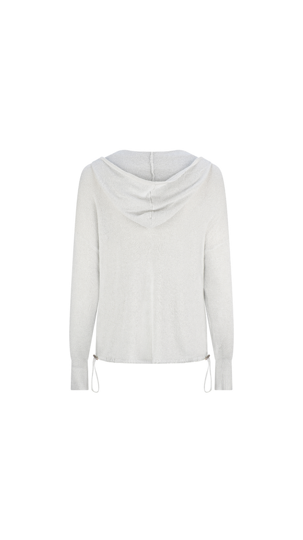 Luno Metallic Jacket With Hood - White & Silver metallic