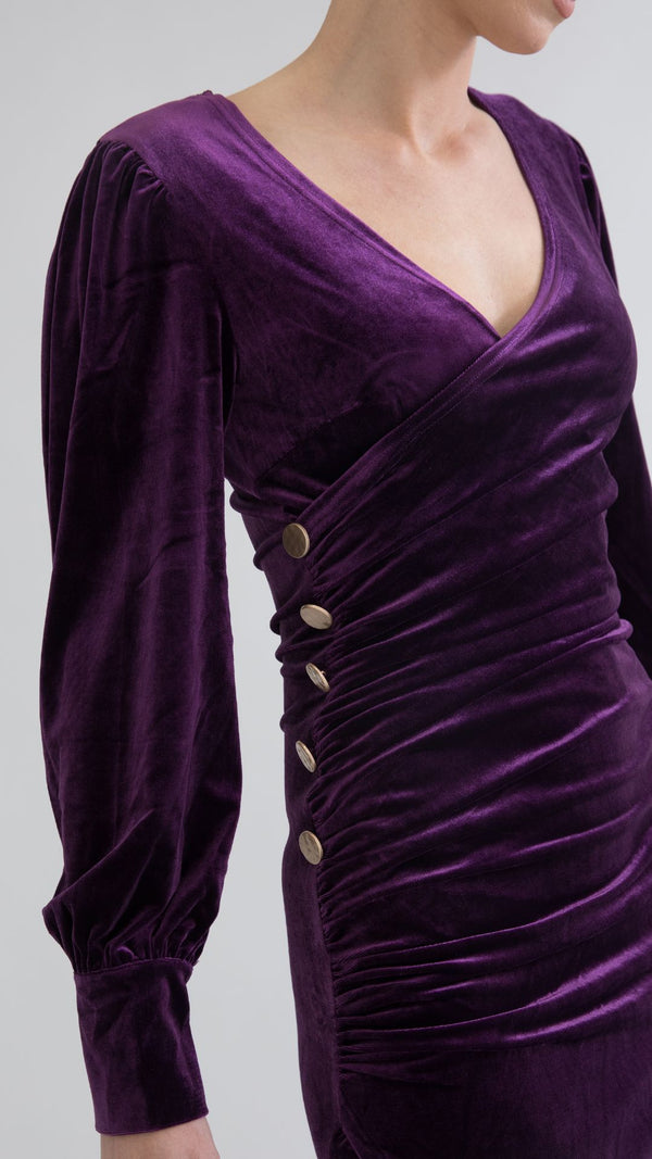 Alba Stretch Velvet Dress - Royal Purple