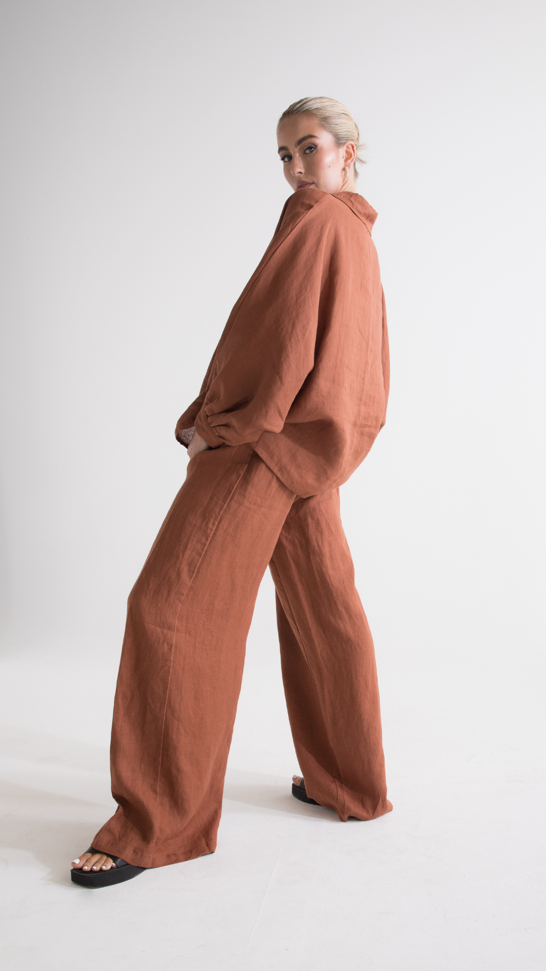 Parker Linen Pants - Brown