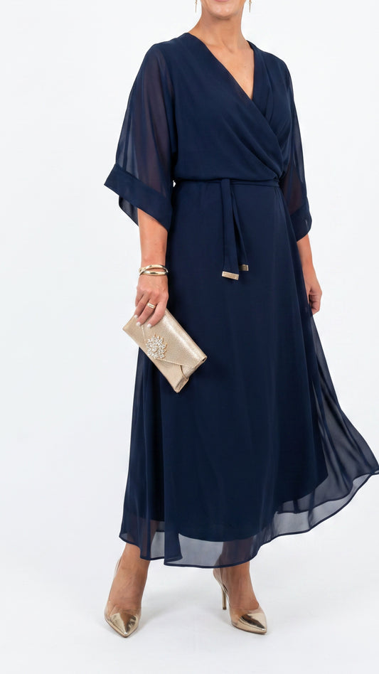 Cascade Chiffon Events Dress - Navy