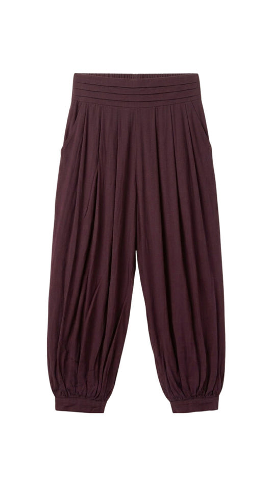 Haruka Viscose Relaxed Style Pants - Merlot