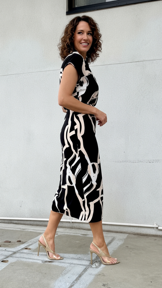 Darcy Print Dress - Black