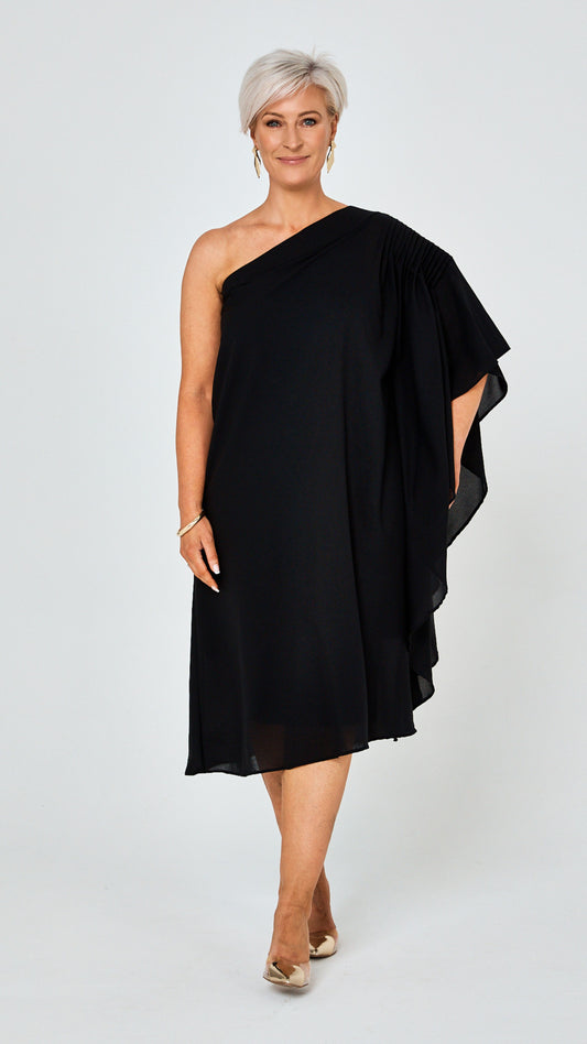 Toulouse One Shoulder Dress - Black