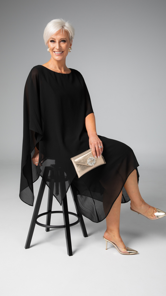 Zaria Chiffon Events Dress - Black