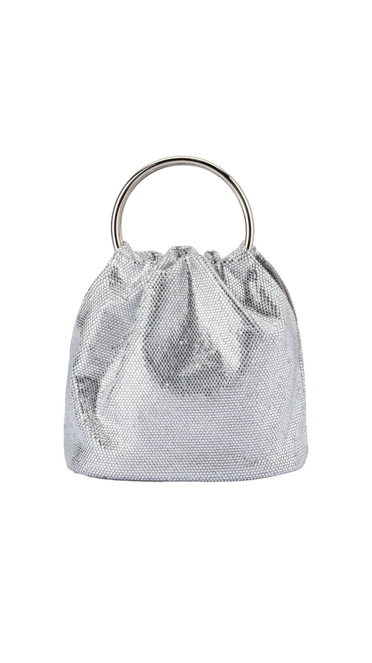 Olga Berg Mabel Black Crystal Top Handle - silver