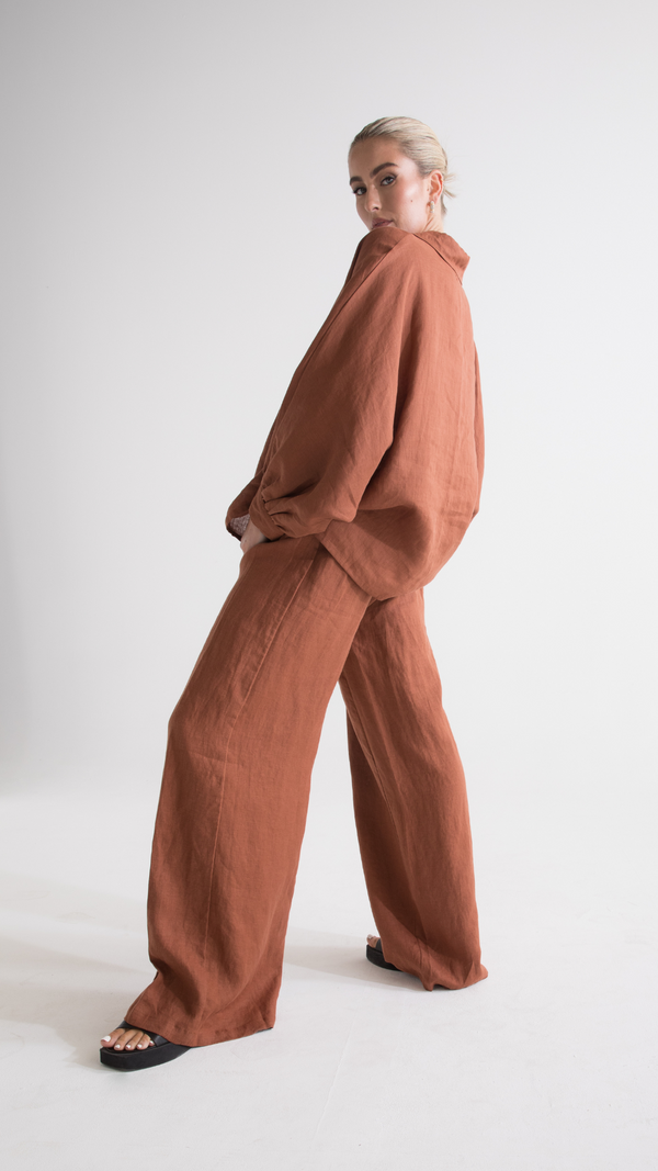 Ryder Linen Shirt - Rust