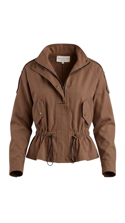 Ishka Cotton Twill Safari Jacket - Chocolate