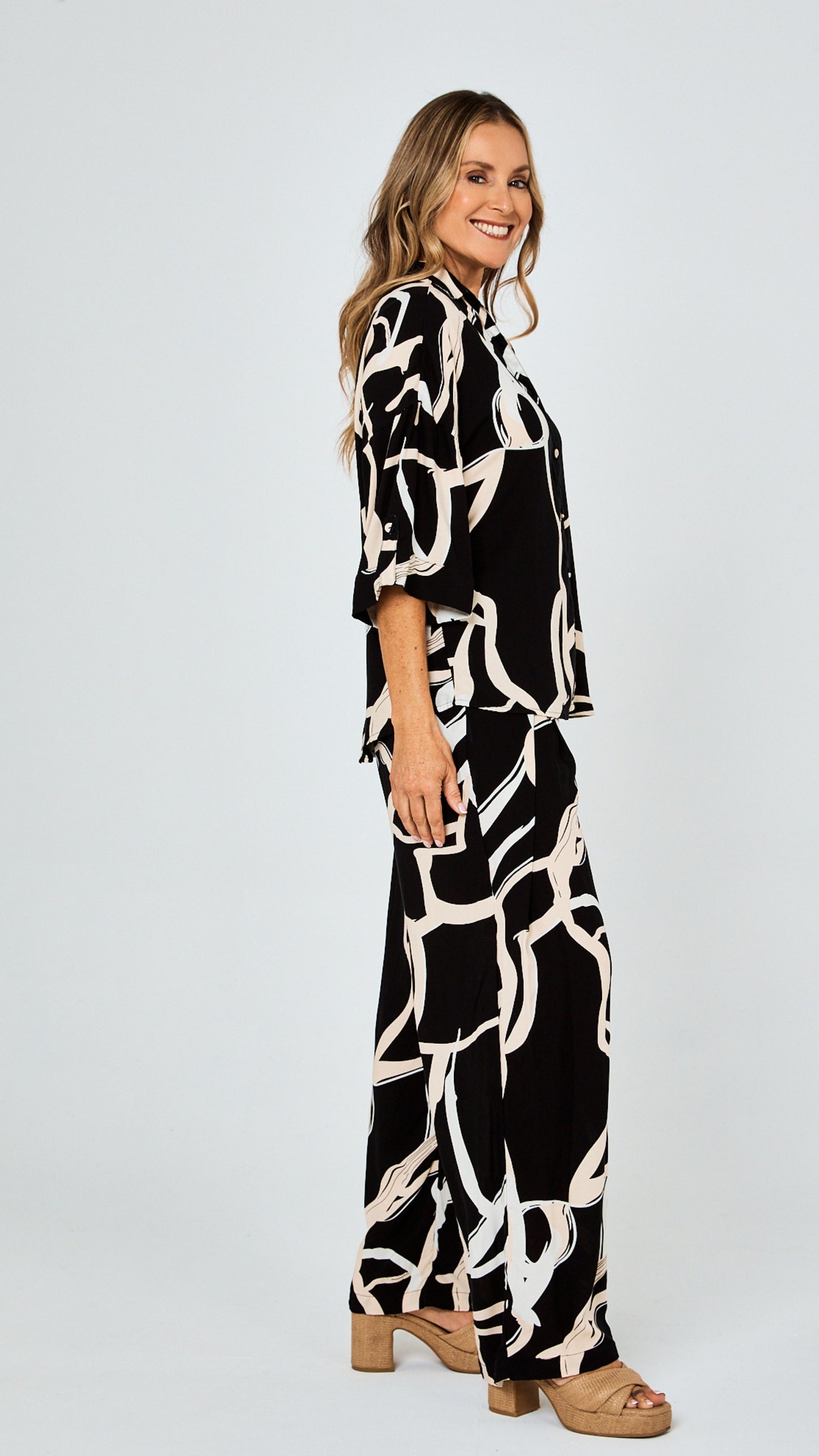 Georgie Rayon Pants - Black Print