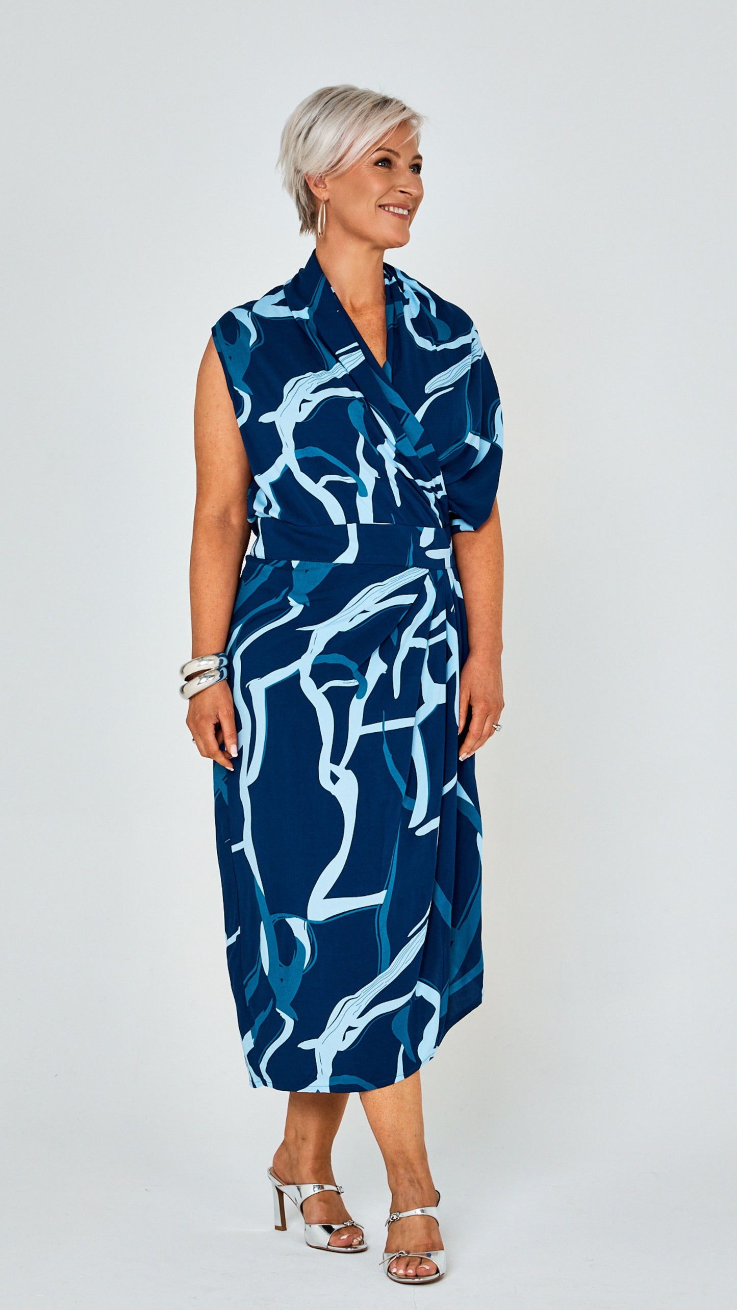 Darcy Rayon Print Dress - Blue