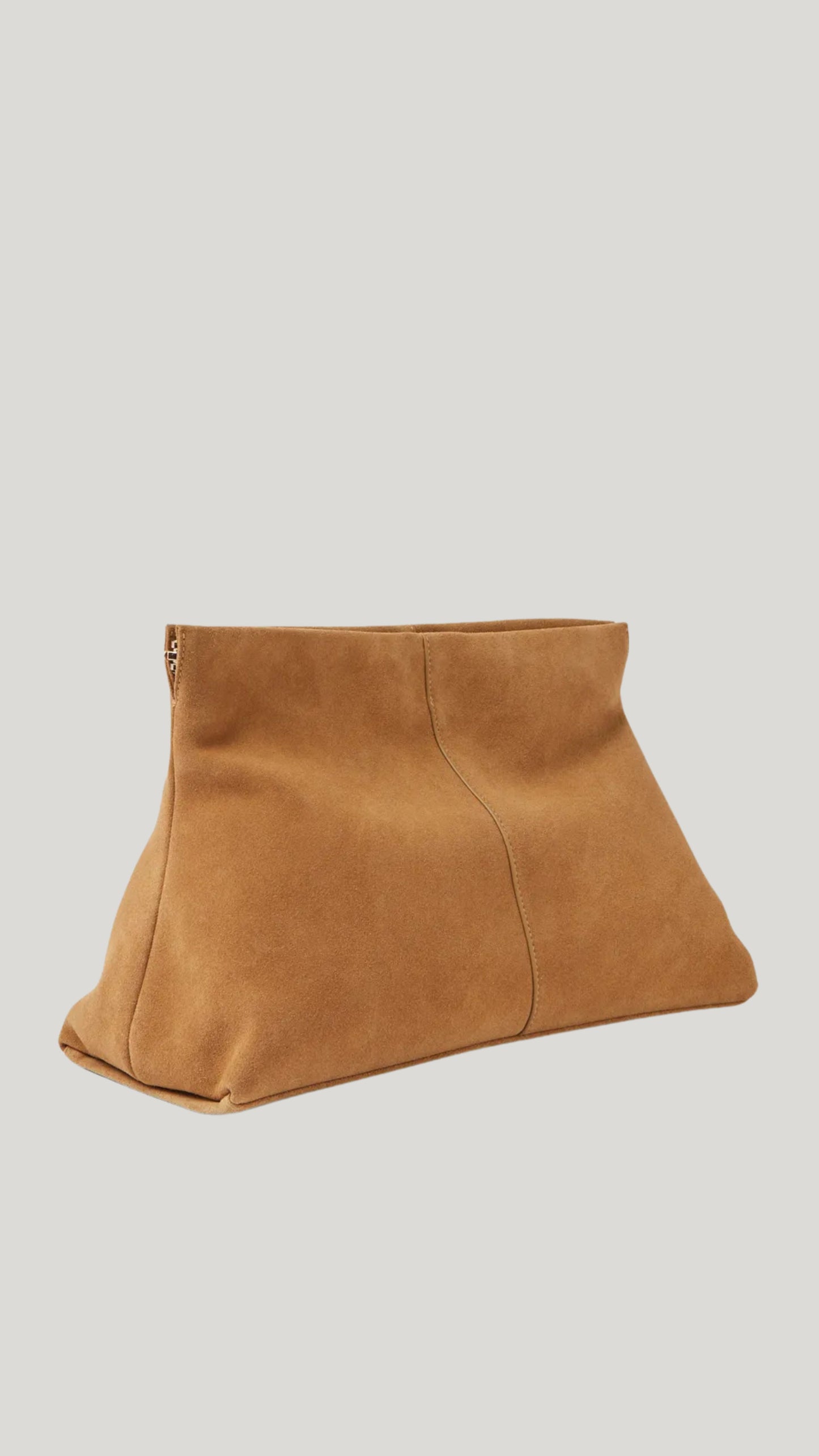 Aevie Suede Clutch - Camel