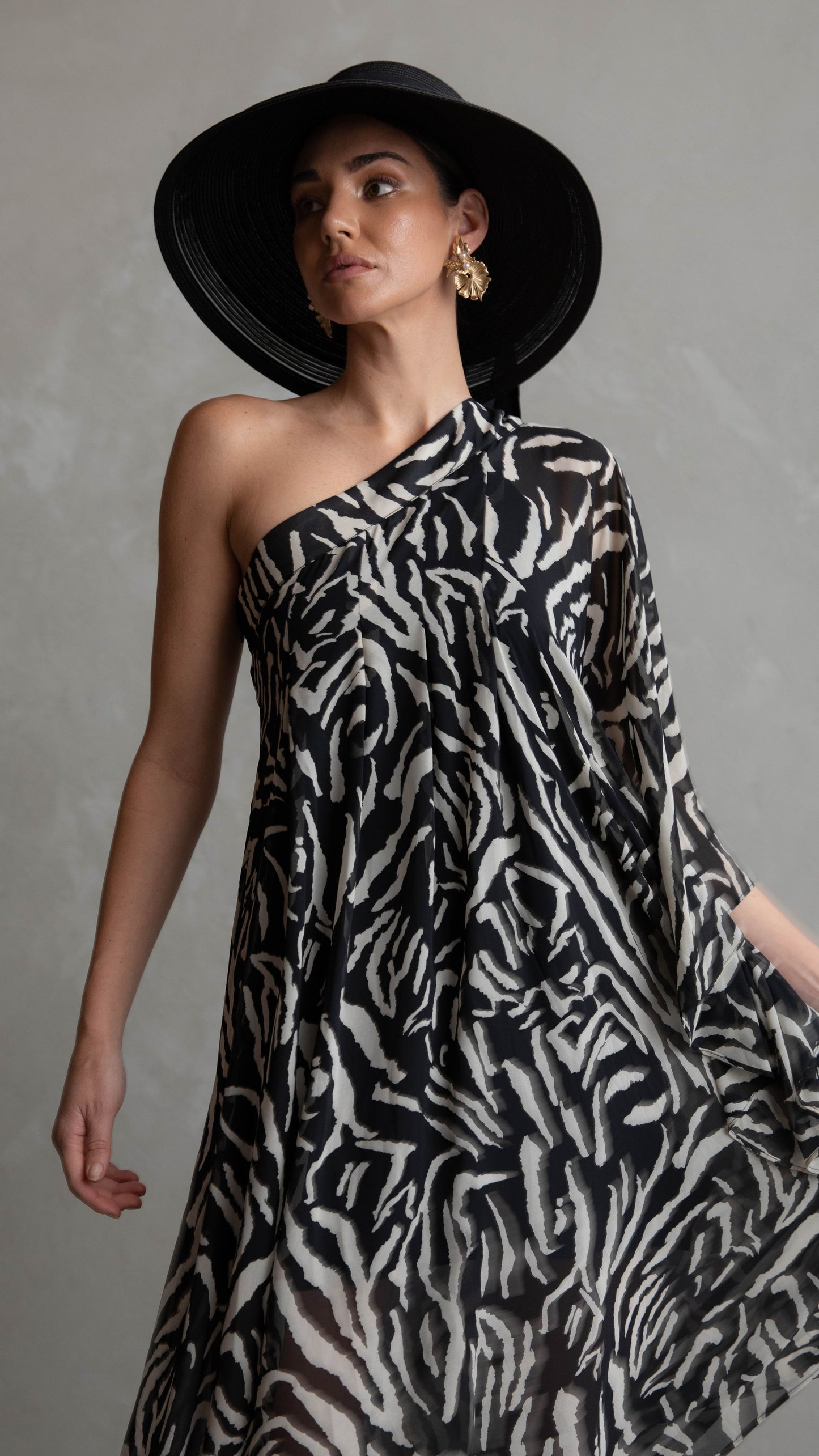 Hadassah Chiffon Dress - Zebra Print