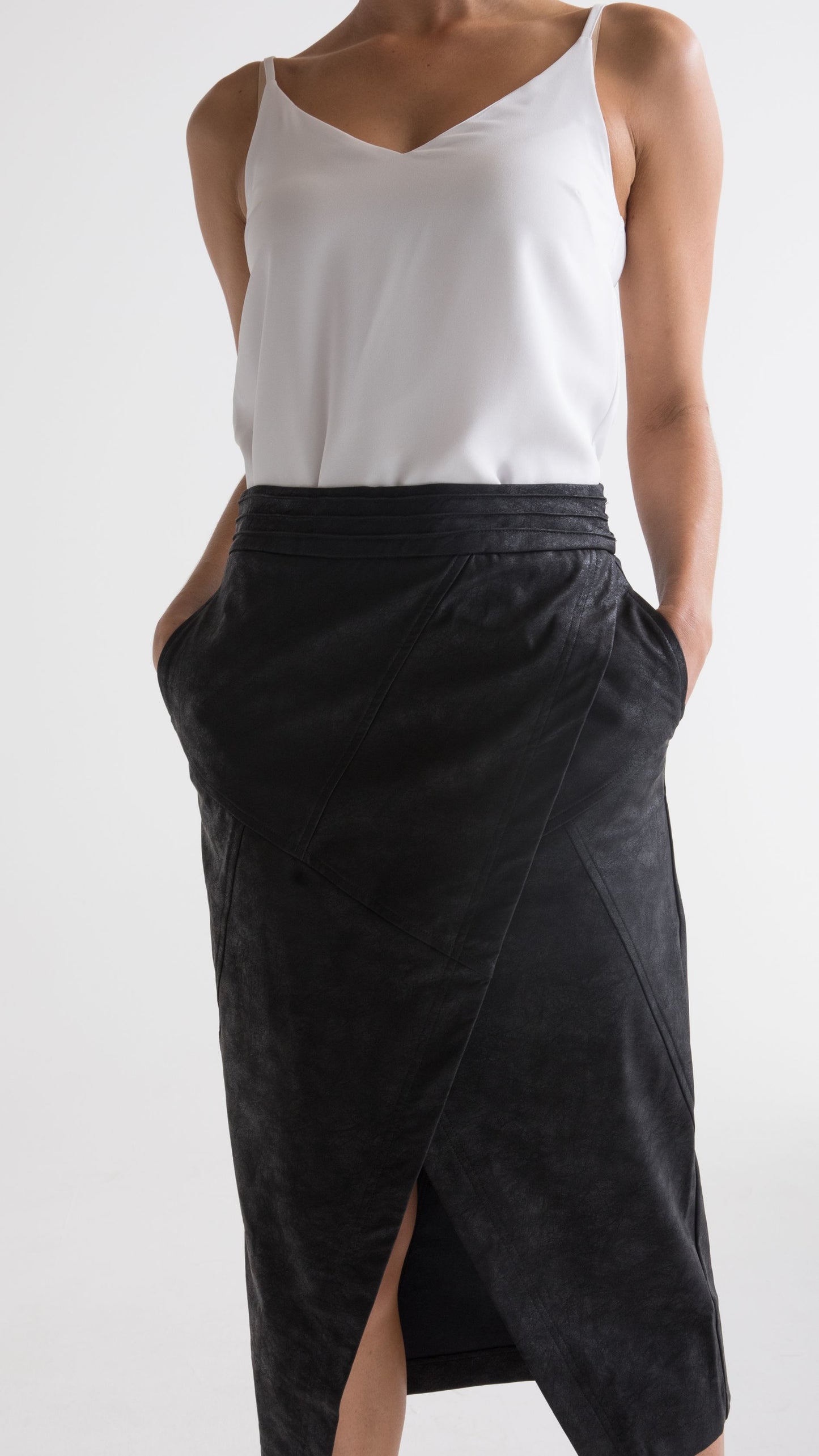 Gio Faux Leather Skirt - Black