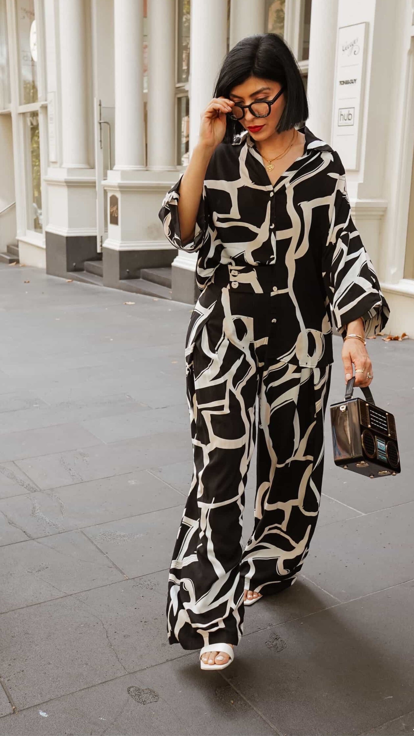 Georgie Rayon Pants - Black Print