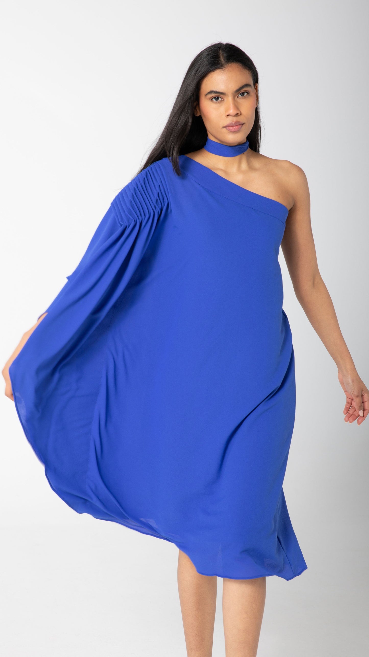 Paris One Shoulder Dress - Blue